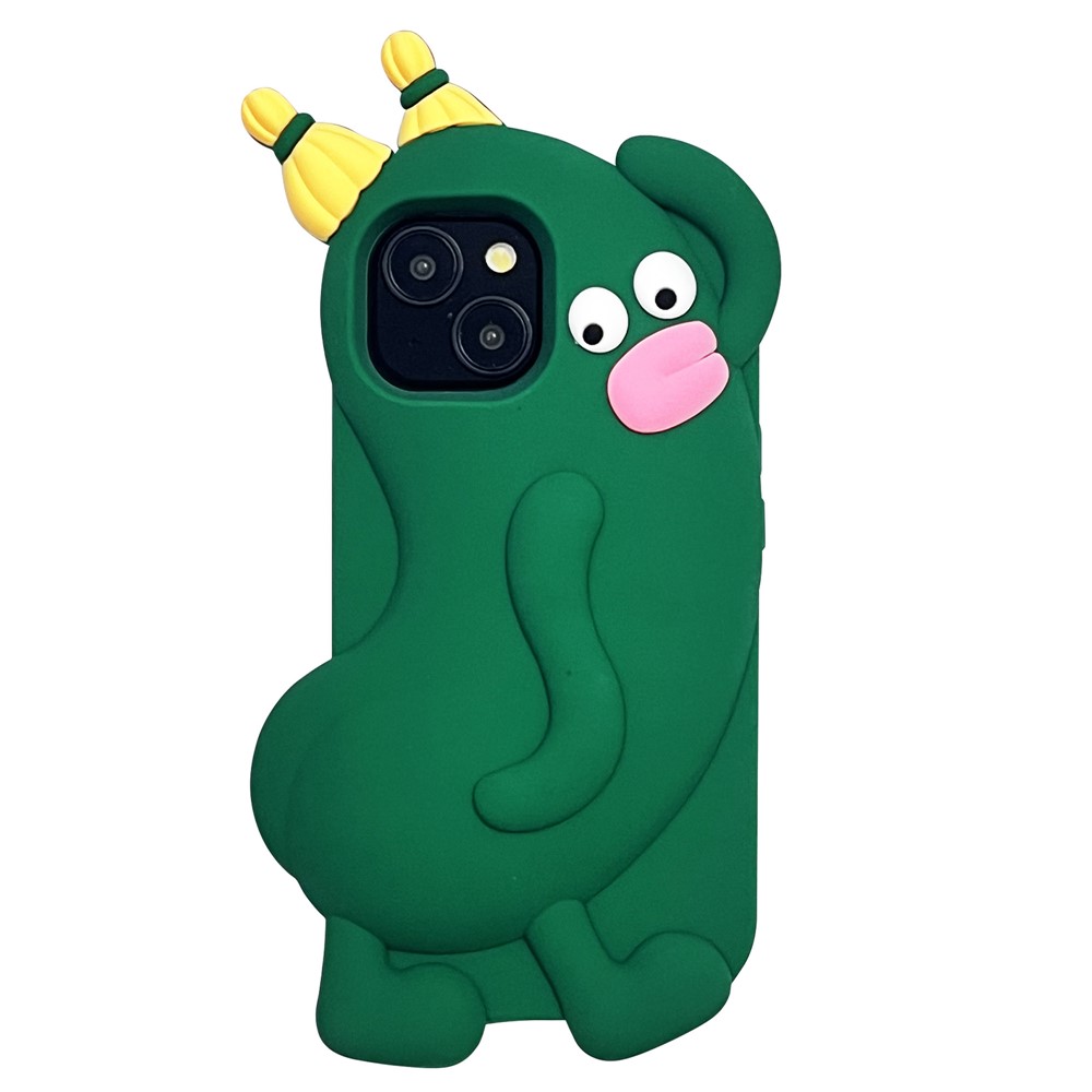 For iPhone 15 Silicone Case Cute Cucumber Sprite Design Shockproof Phone Back Cover