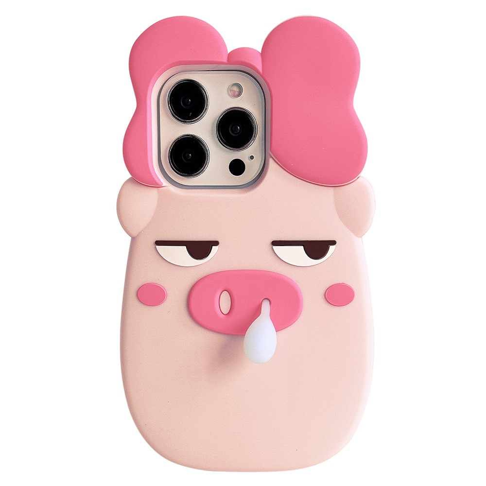 For iPhone 16 Pro Max Silicone Case Cute Snot Pig Design Shockproof Phone Back Cover
