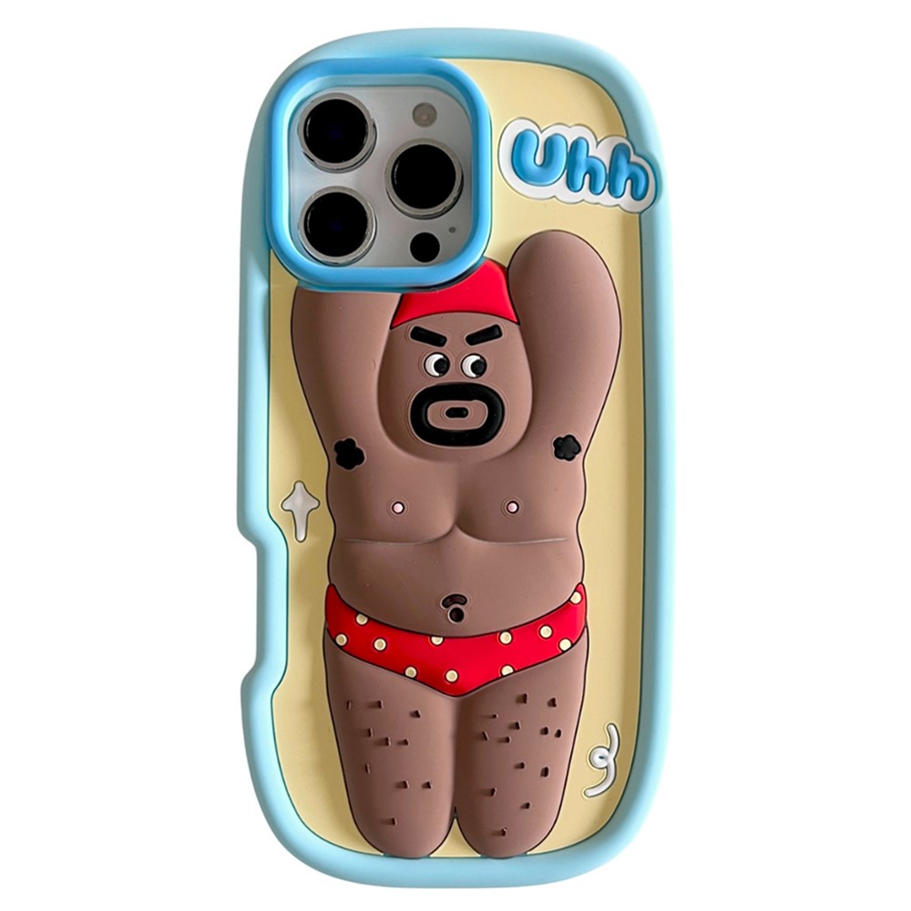 For iPhone 16 Pro Max Silicone Case Cute Hairy Leg Strongman Design Shockproof Phone Back Cover