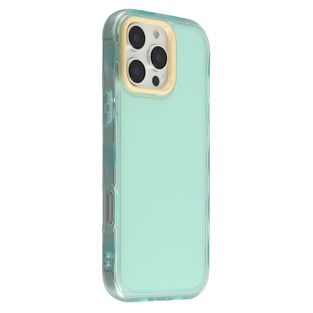 For iPhone 16 Pro Max Case Inner Wave Pattern TPU + Acrylic Phone Cover - Green