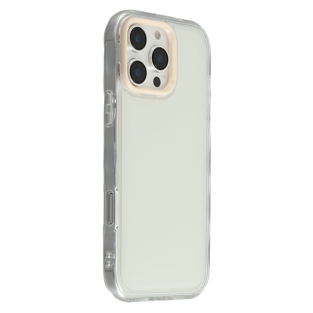 For iPhone 16 Pro Max Case Inner Wave Pattern TPU + Acrylic Phone Cover - Beige