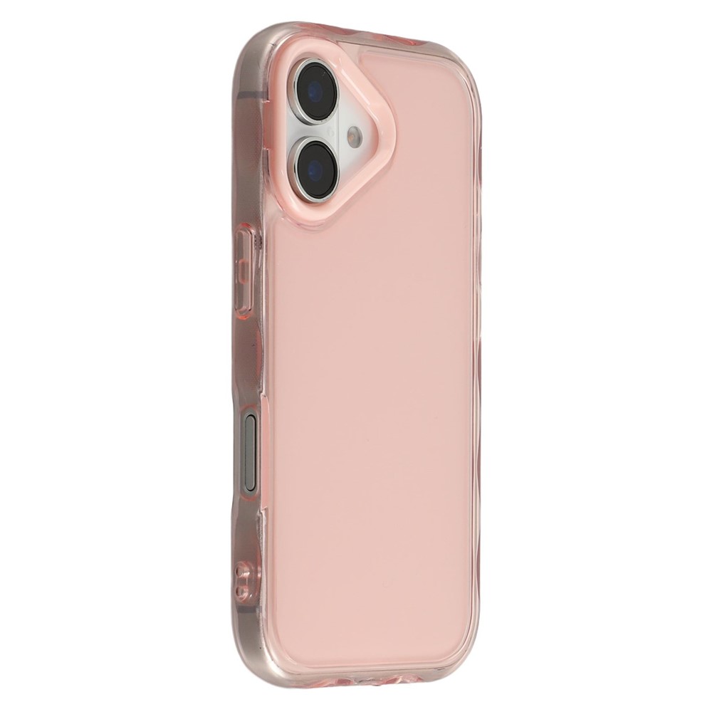 For iPhone 16 Plus Case Inner Wave Pattern TPU + Acrylic Phone Cover - Pink