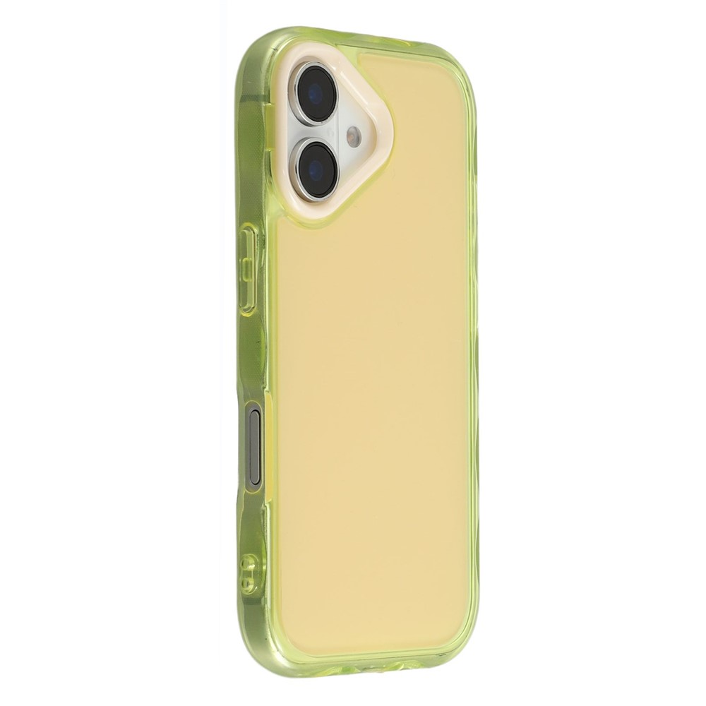 For iPhone 16 Plus Case Inner Wave Pattern TPU + Acrylic Phone Cover - Yellow