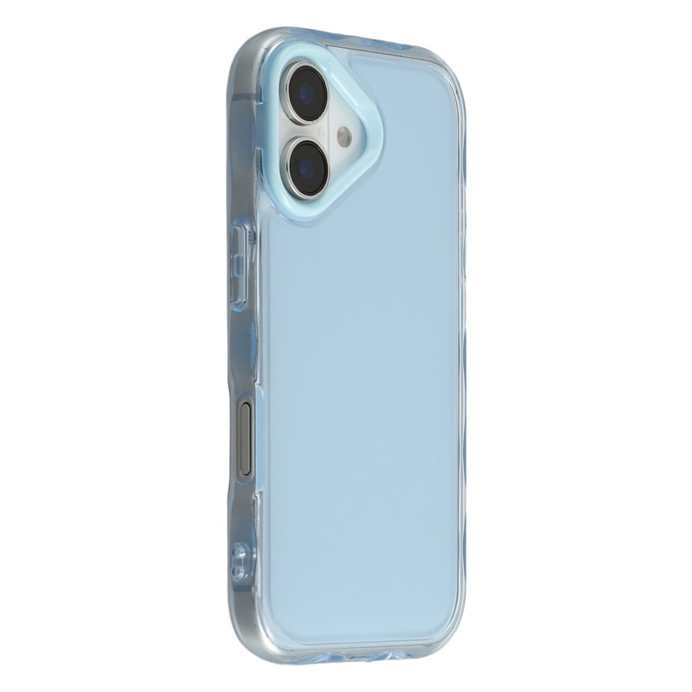 For iPhone 16 Plus Case Inner Wave Pattern TPU + Acrylic Phone Cover - Blue