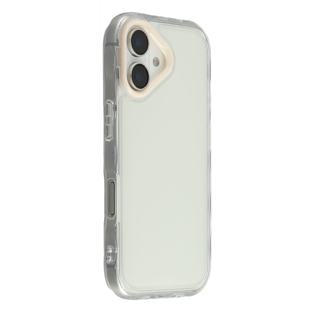 For iPhone 16 Plus Case Inner Wave Pattern TPU + Acrylic Phone Cover - Beige