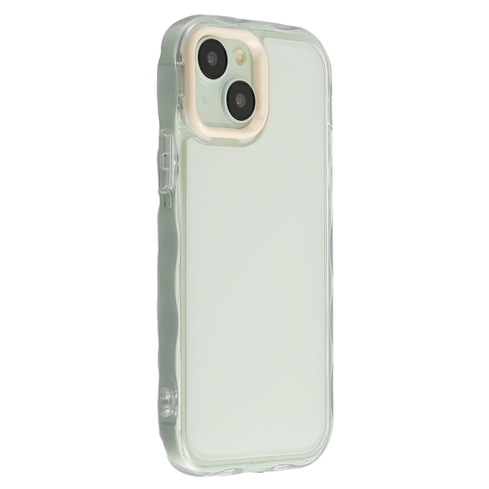 For iPhone 15 Case Inner Wave Pattern TPU + Acrylic Phone Cover - Beige