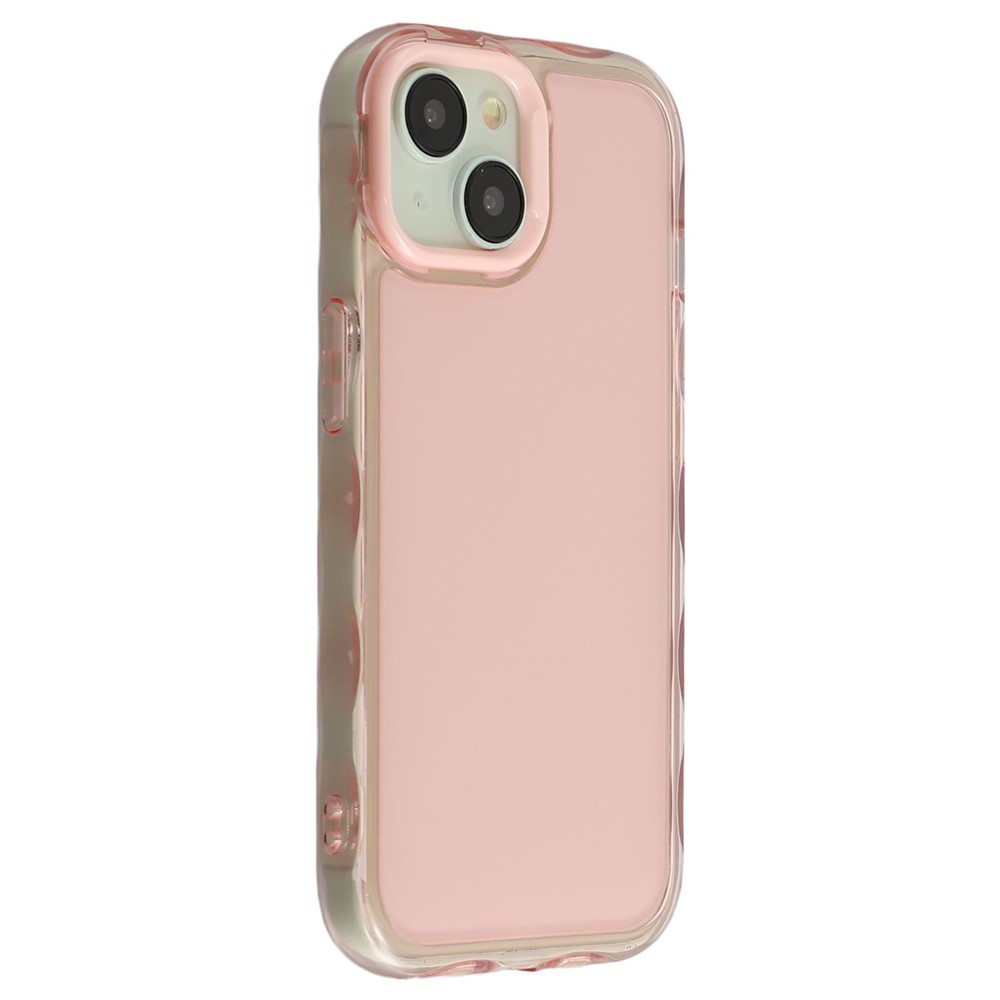 For iPhone 15 Case Inner Wave Pattern TPU + Acrylic Phone Cover - Pink