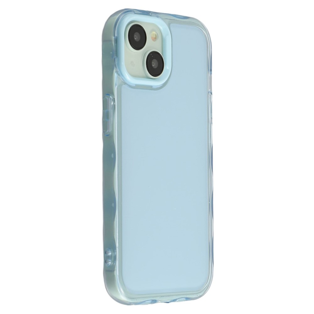 For iPhone 14 Case Inner Wave Pattern TPU + Acrylic Phone Cover - Blue