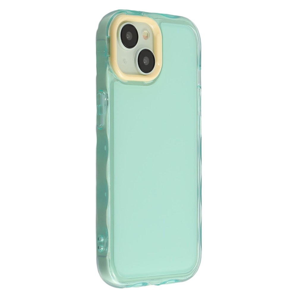 For iPhone 13 Case Inner Wave Pattern TPU + Acrylic Phone Cover - Green