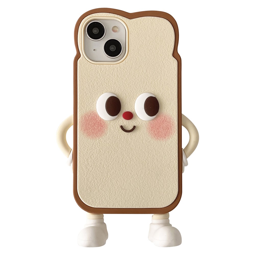 For iPhone 15 Silicone Case Cute Design Shockproof Phone Back Cover - Light Toast