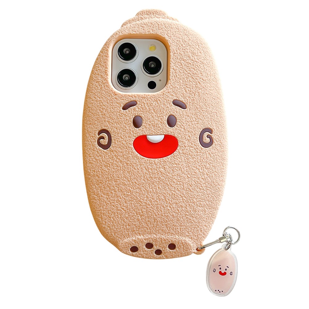 For iPhone 15 Pro Max Silicone Case Cute Lotus Root Design Shockproof Phone Back Cover with Charm