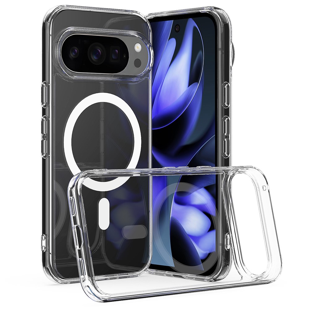 For Google Pixel 10 Pro Clear Phone Case Compatible with MagSafe TPU+Acrylic Back Cover - Clear