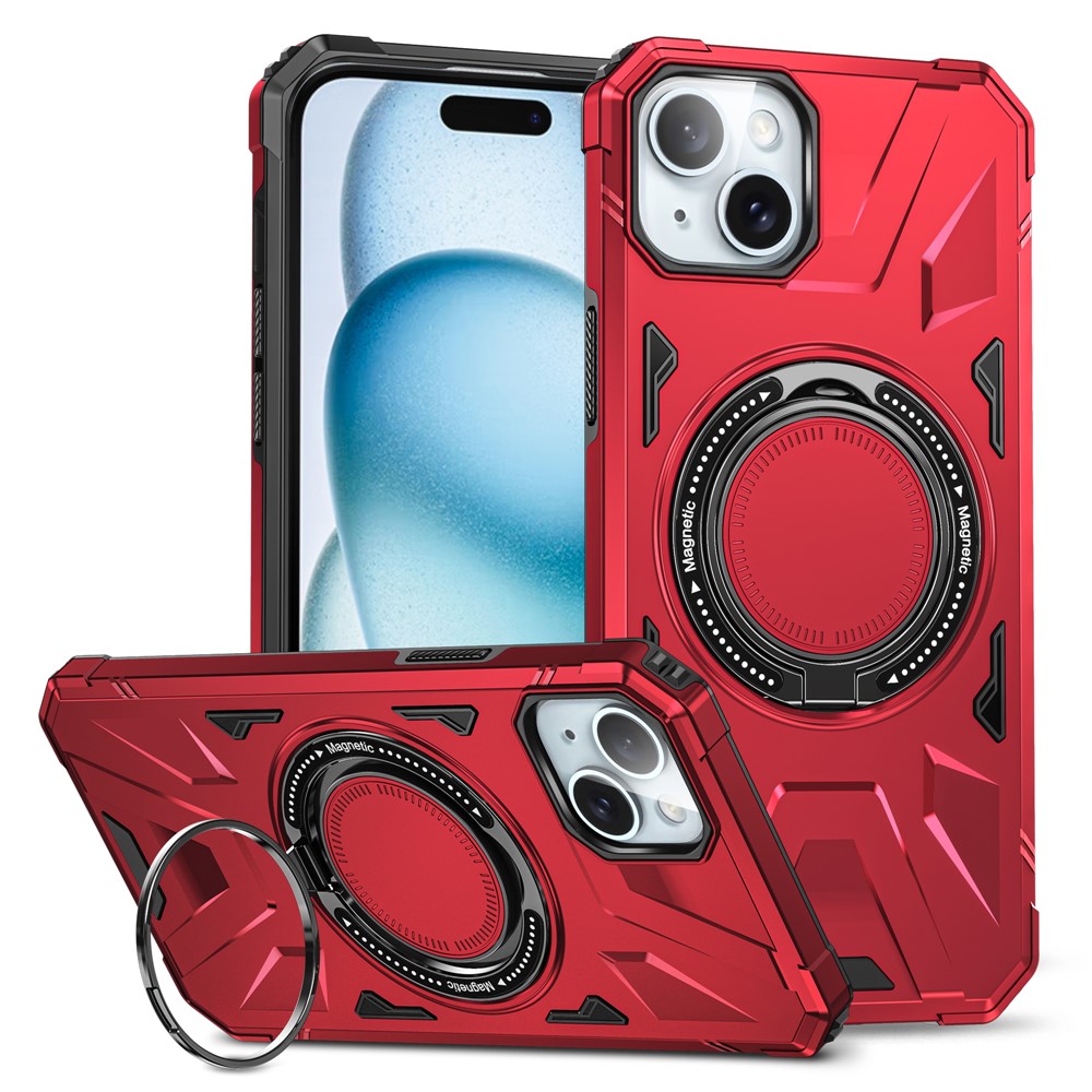 For iPhone 15 Case Compatible with MagSafe Kickstand TPU PC Phone Cover - Red