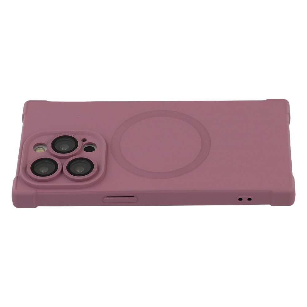 For iPhone 15 Pro Max Case Compatible with MagSafe Straight Edge TPU Phone Cover with Camera Lens Protector - Plum