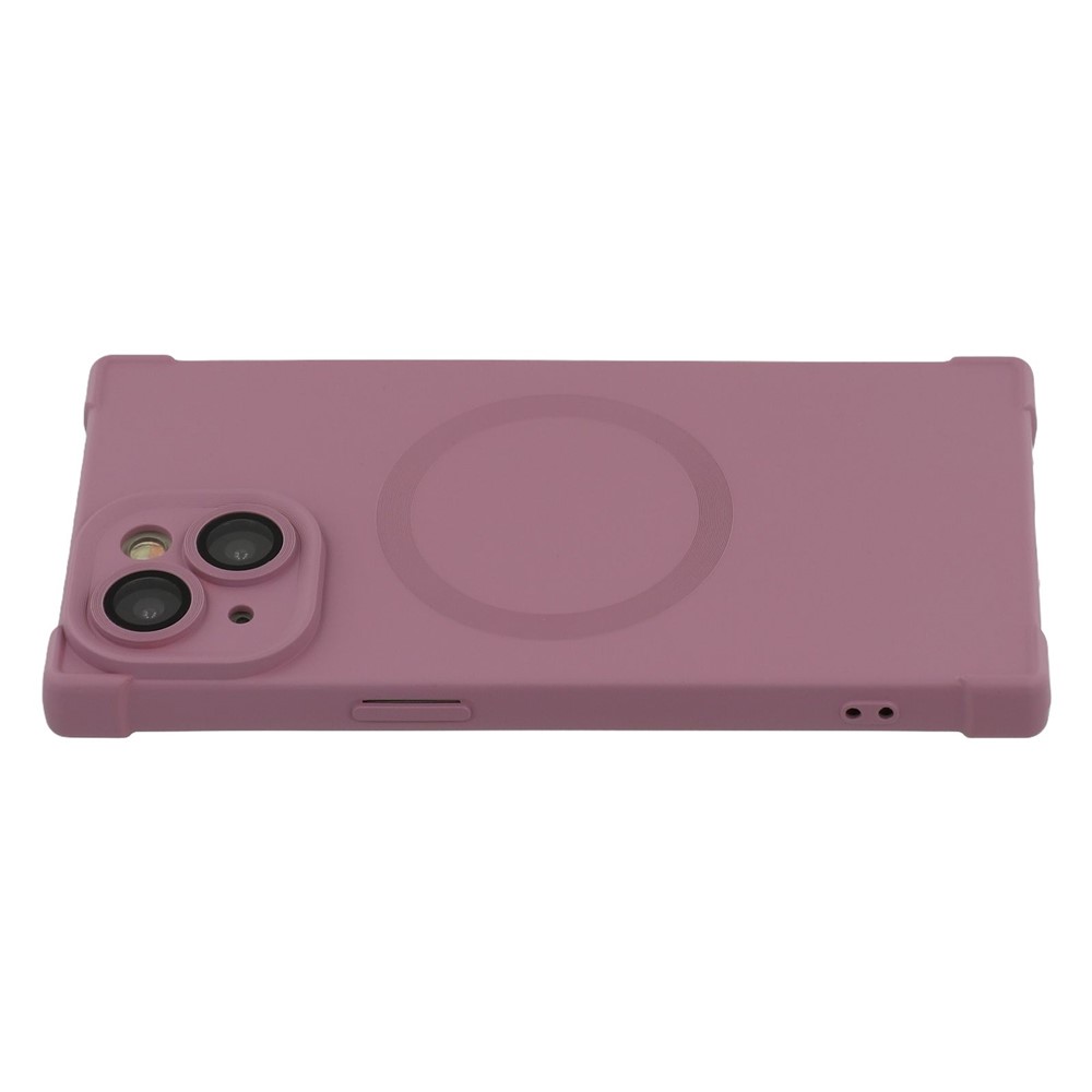 For iPhone 15 Case Compatible with MagSafe Straight Edge TPU Phone Cover with Camera Lens Protector - Plum