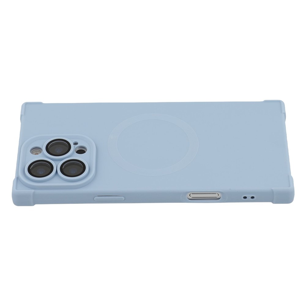 For iPhone 16 Pro Max Case Compatible with MagSafe Straight Edge TPU Phone Cover with Camera Lens Protector - Blue