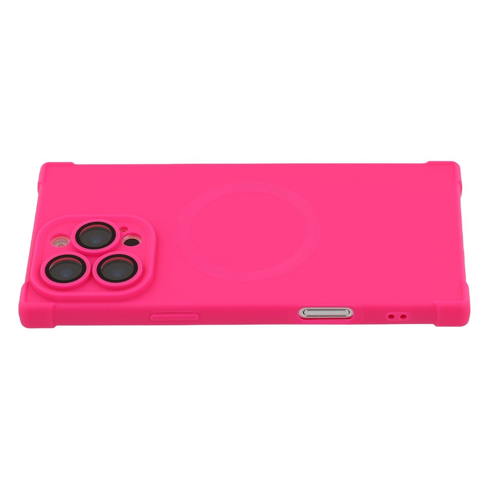 For iPhone 16 Pro Max Case Compatible with MagSafe Straight Edge TPU Phone Cover with Camera Lens Protector - Rose