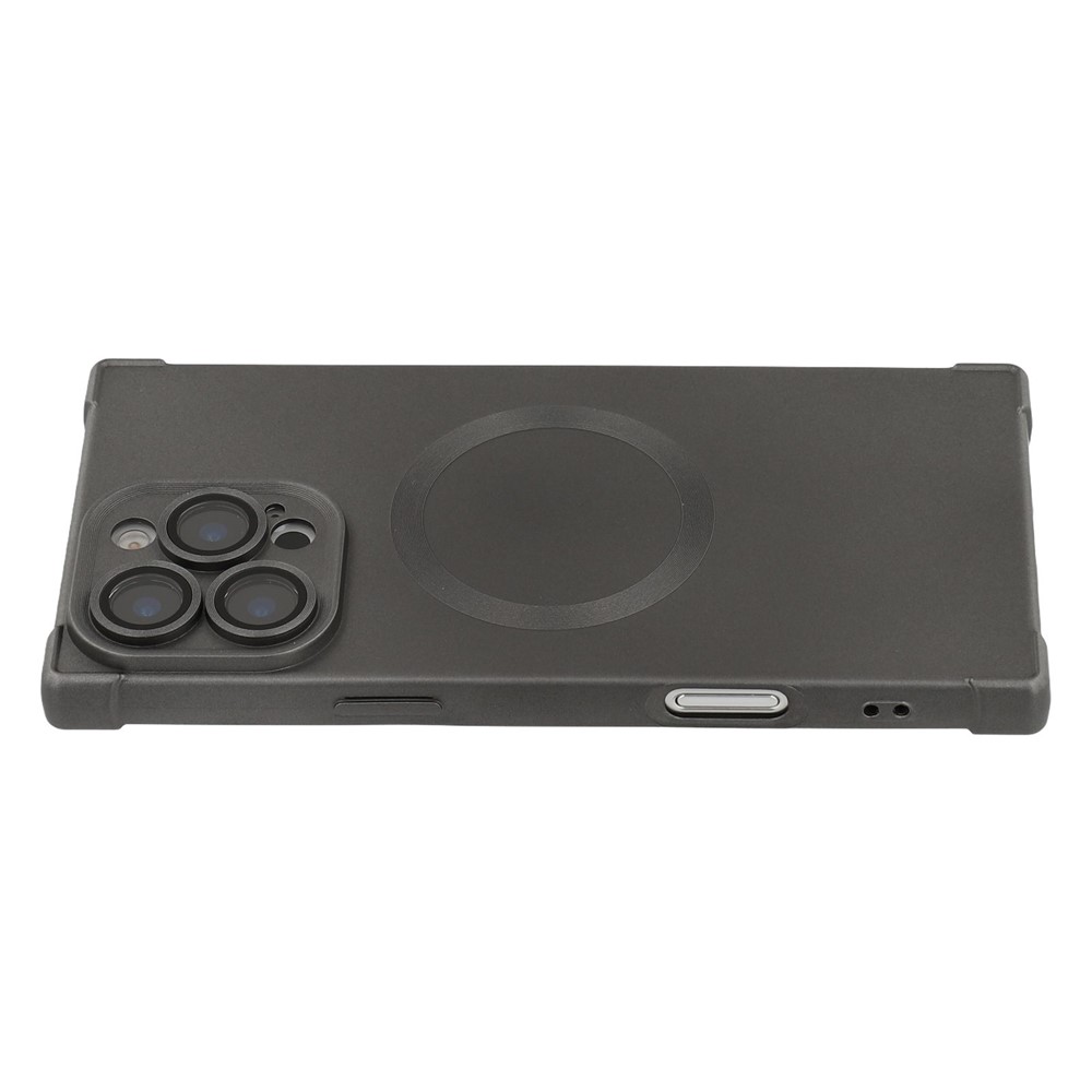 For iPhone 16 Pro Max Case Compatible with MagSafe Straight Edge TPU Phone Cover with Camera Lens Protector - Grey