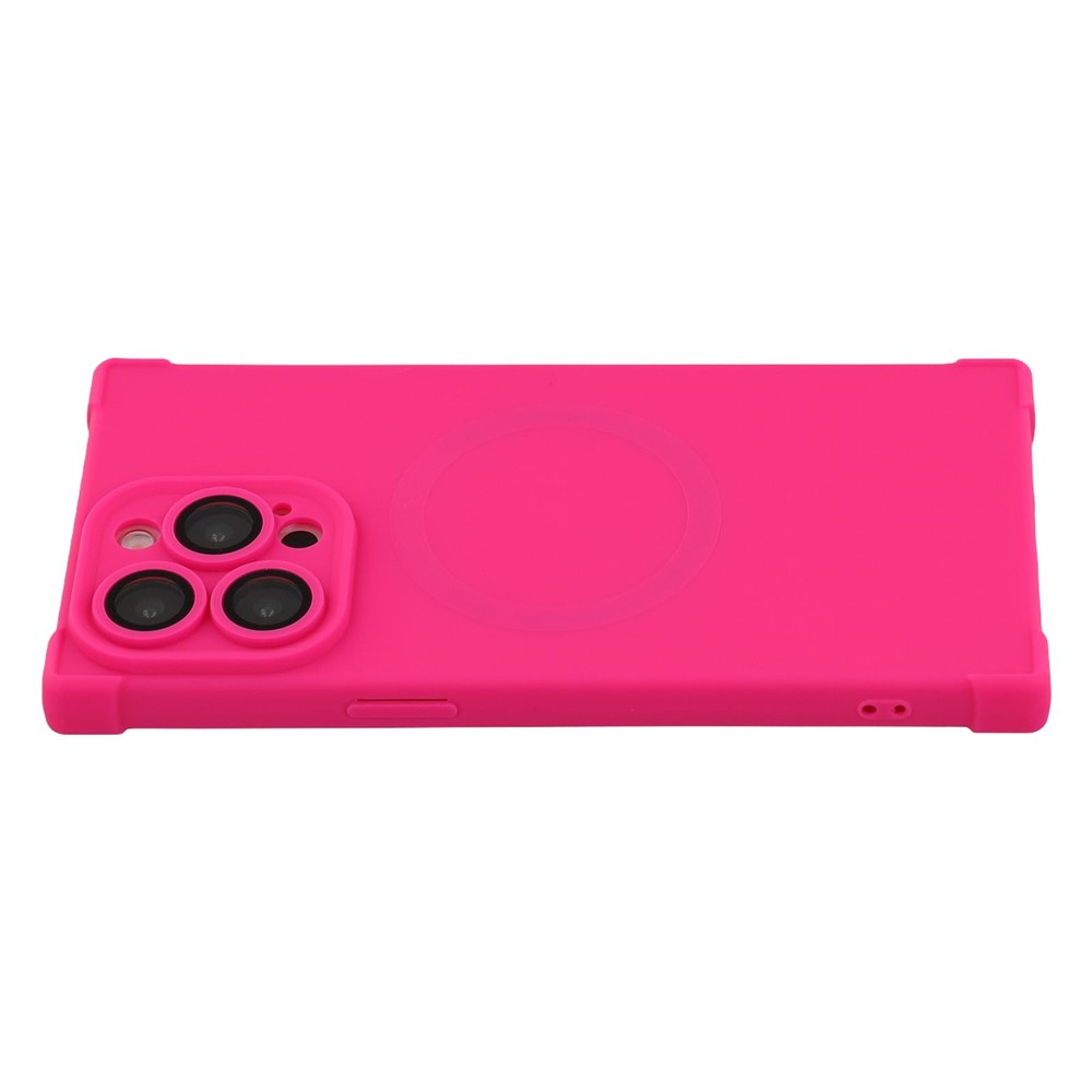 For iPhone 14 Pro Max Case Compatible with MagSafe Straight Edge TPU Phone Cover with Camera Lens Protector - Rose