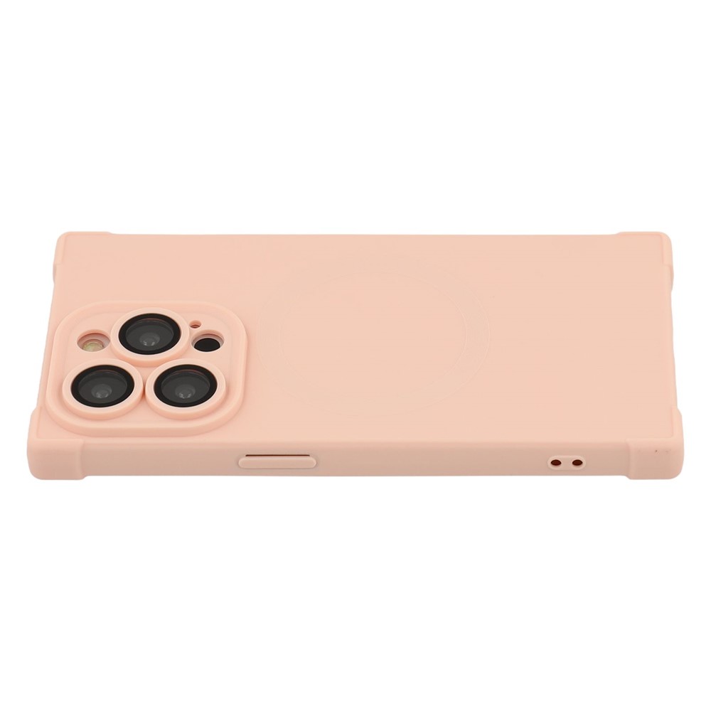 For iPhone 14 Pro Case Compatible with MagSafe Straight Edge TPU Phone Cover with Camera Lens Protector - Pink