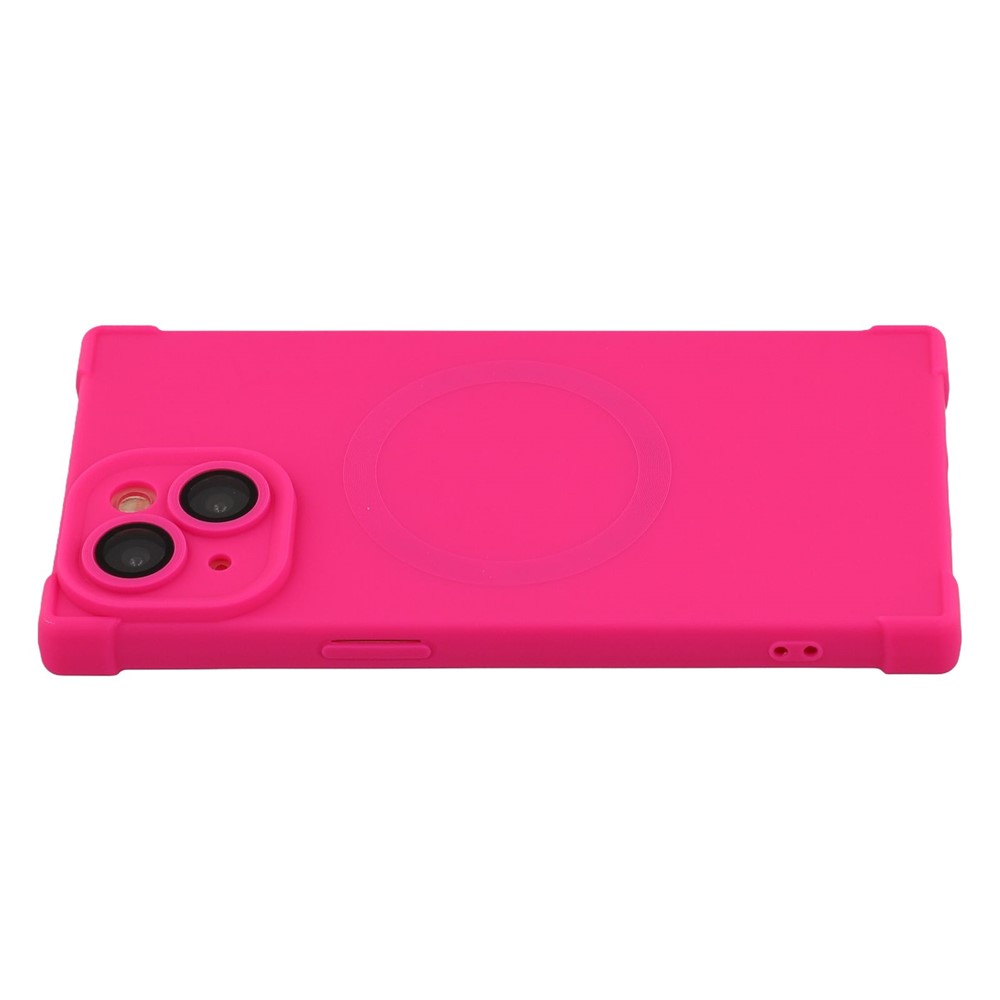 For iPhone 13 Case Compatible with MagSafe Straight Edge TPU Phone Cover with Camera Lens Protector - Rose