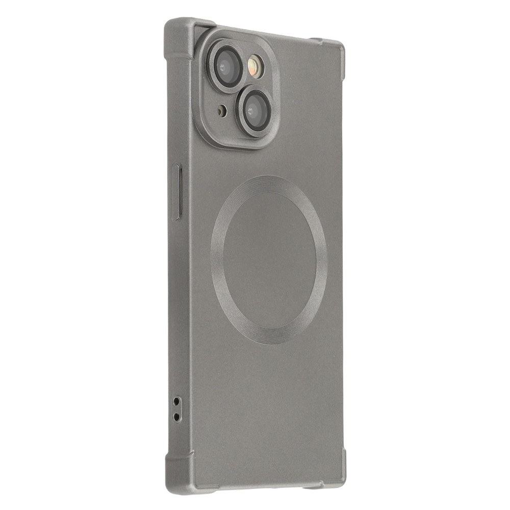 For iPhone 13 Case Compatible with MagSafe Straight Edge TPU Phone Cover with Camera Lens Protector - Grey
