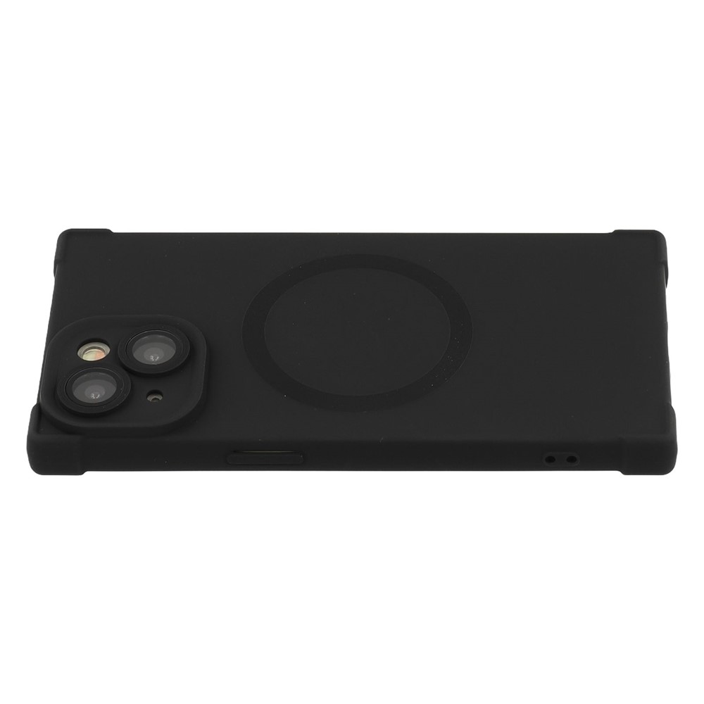 For iPhone 13 Case Compatible with MagSafe Straight Edge TPU Phone Cover with Camera Lens Protector - Black