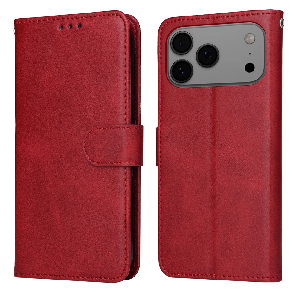 For iPhone 17 Pro Max Case Wallet PU Leather Folio Flip Phone Cover - Red