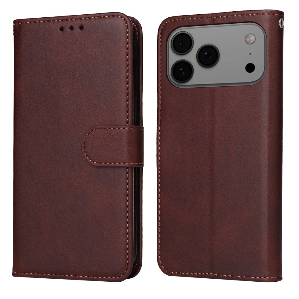 For iPhone 17 Pro Max Case Wallet PU Leather Folio Flip Phone Cover - Brown