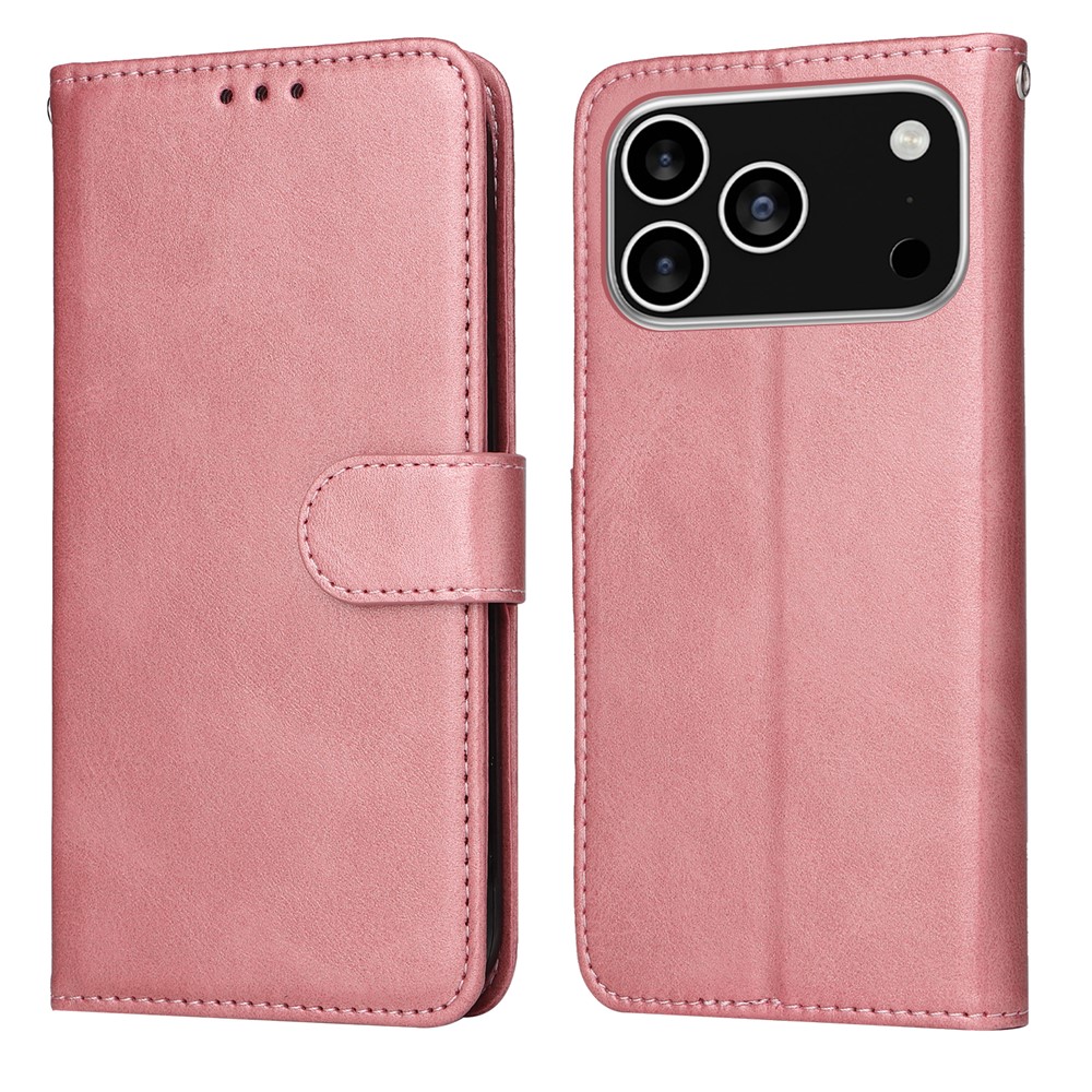 For iPhone 17 Pro Case Wallet PU Leather Folio Flip Phone Cover - Pink