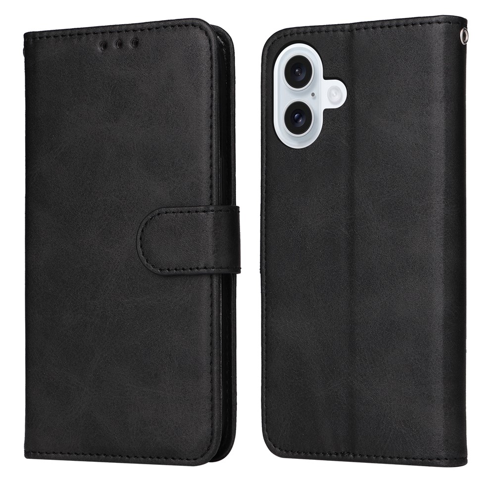 For iPhone 17 Case Wallet PU Leather Folio Flip Phone Cover - Black