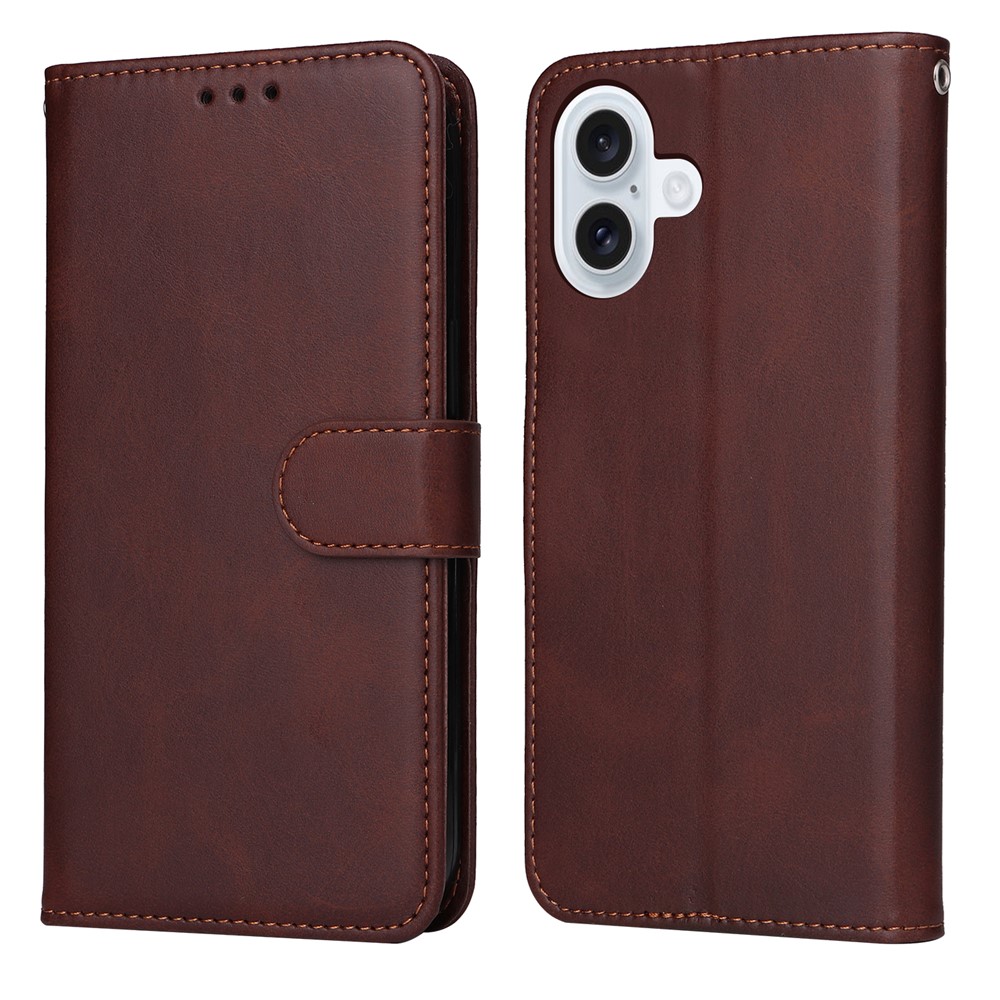 For iPhone 17 Case Wallet PU Leather Folio Flip Phone Cover - Brown