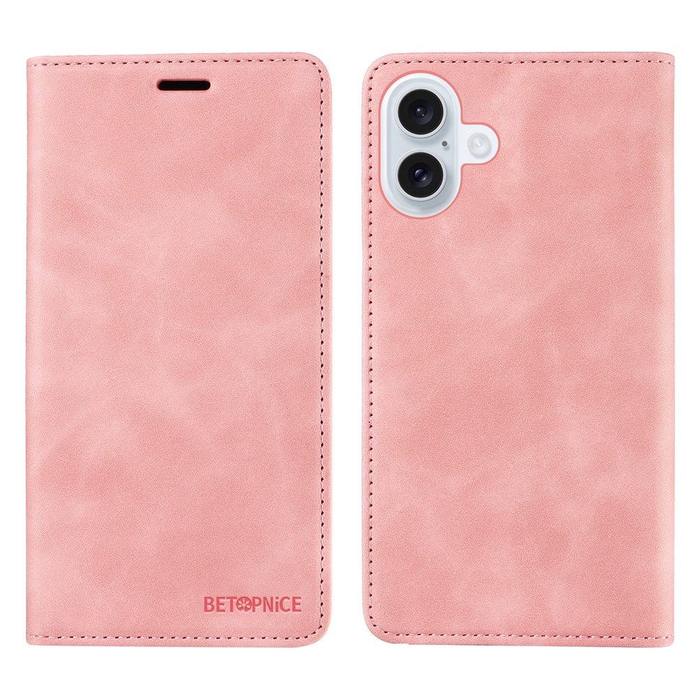 For iPhone 17 Case BETOPNICE Magnetic Closure RFID Blocking Wallet Stand Leather Phone Cover - Pink