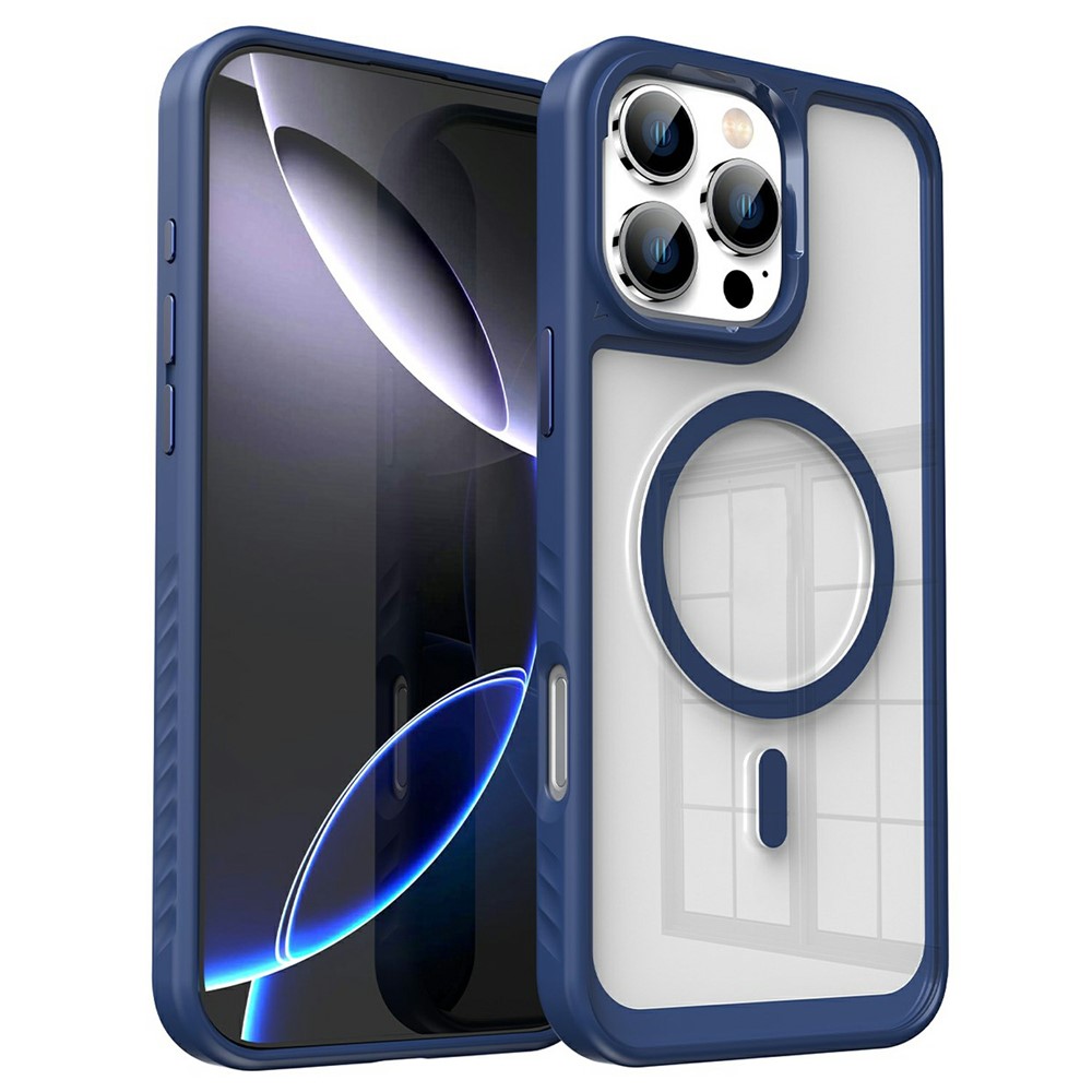 For iPhone 16 Pro Max Case Compatible with MagSafe TPU + PC Shockproof Phone Back Cover - Dark Blue