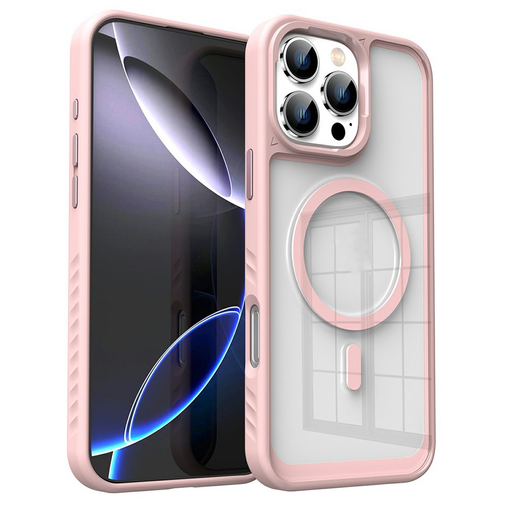 For iPhone 16 Pro Max Case Compatible with MagSafe TPU + PC Shockproof Phone Back Cover - Pink