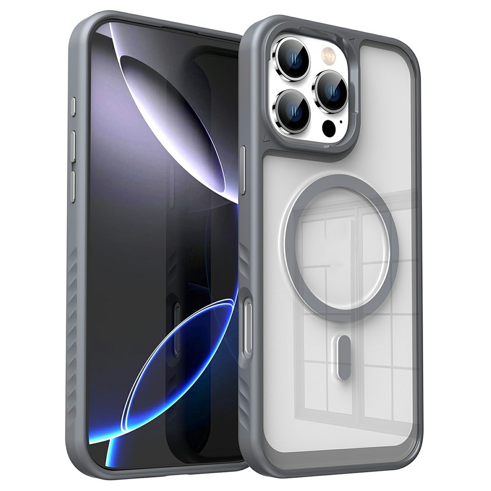 For iPhone 16 Pro Max Case Compatible with MagSafe TPU + PC Shockproof Phone Back Cover - Grey