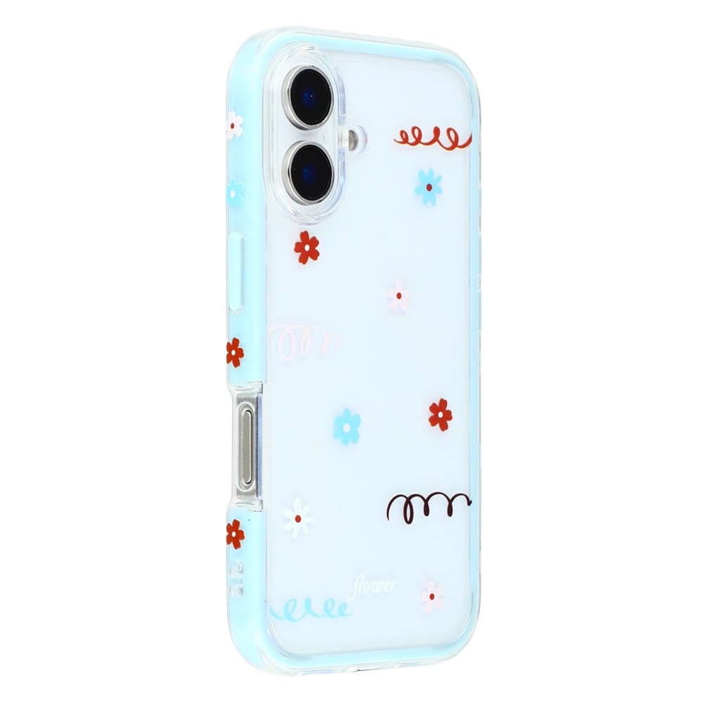 For iPhone 16 Plus Case Sunflower Series TPU + Acrylic Clear Phone Back Cover - Baby Blue