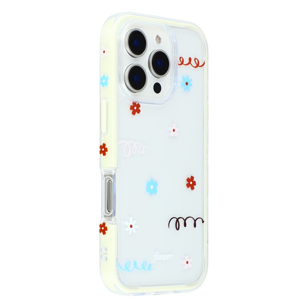 For iPhone 16 Pro Max Case Sunflower Series TPU + Acrylic Clear Phone Back Cover - Beige