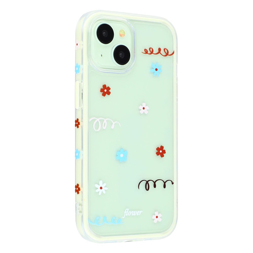 For iPhone 15 Case Sunflower Series TPU + Acrylic Clear Phone Back Cover - Beige