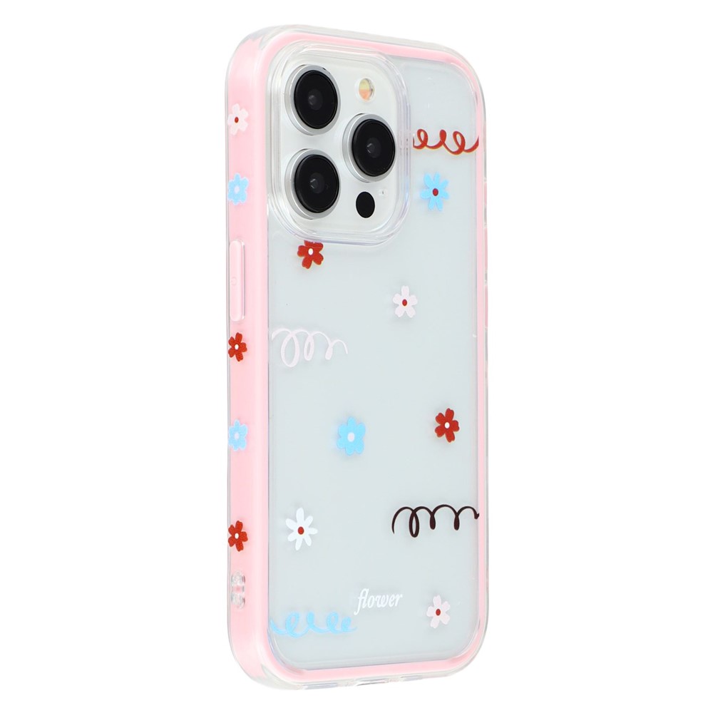 For iPhone 15 Pro Case Sunflower Series TPU + Acrylic Clear Phone Back Cover - Pink