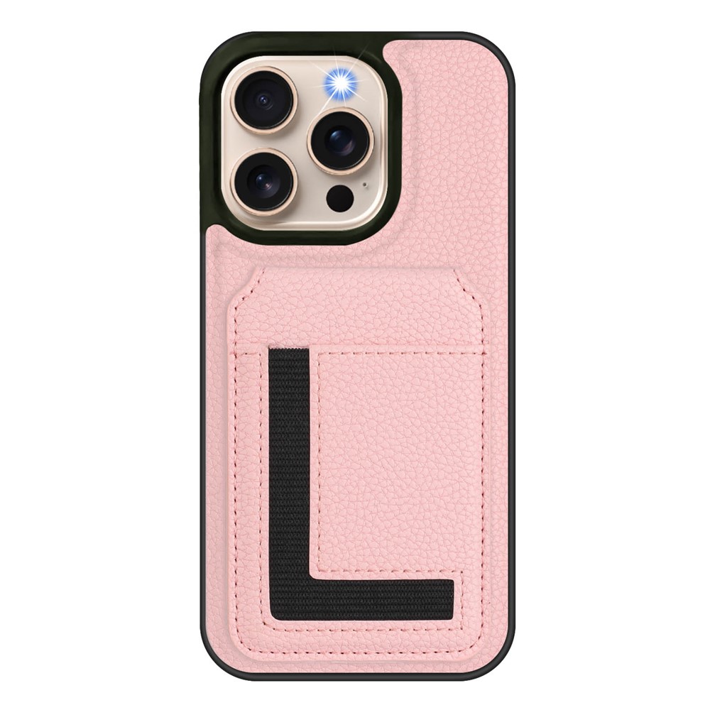 For iPhone 16 Pro Max Magnetic Case TPU + PU Leather Phone Back Cover with Detachable Card Holder - Pink