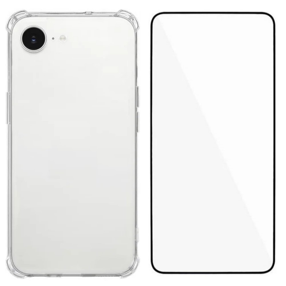 For iPhone 16e TPU Case WANLONFENG WL3 Series 1.5mm Phone Cover with Tempered Glass Film - Transparent