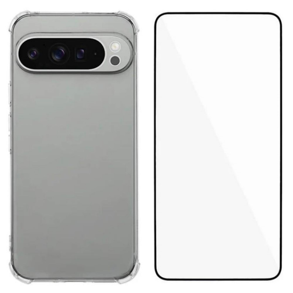 For Google Pixel 9 TPU Case WANLONFENG WL3 Series 1.5mm Phone Cover with Tempered Glass Film - Transparent