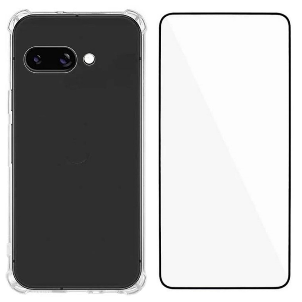 For Google Pixel 9a TPU Case WANLONFENG WL3 Series 1.5mm Phone Cover with Tempered Glass Film - Transparent