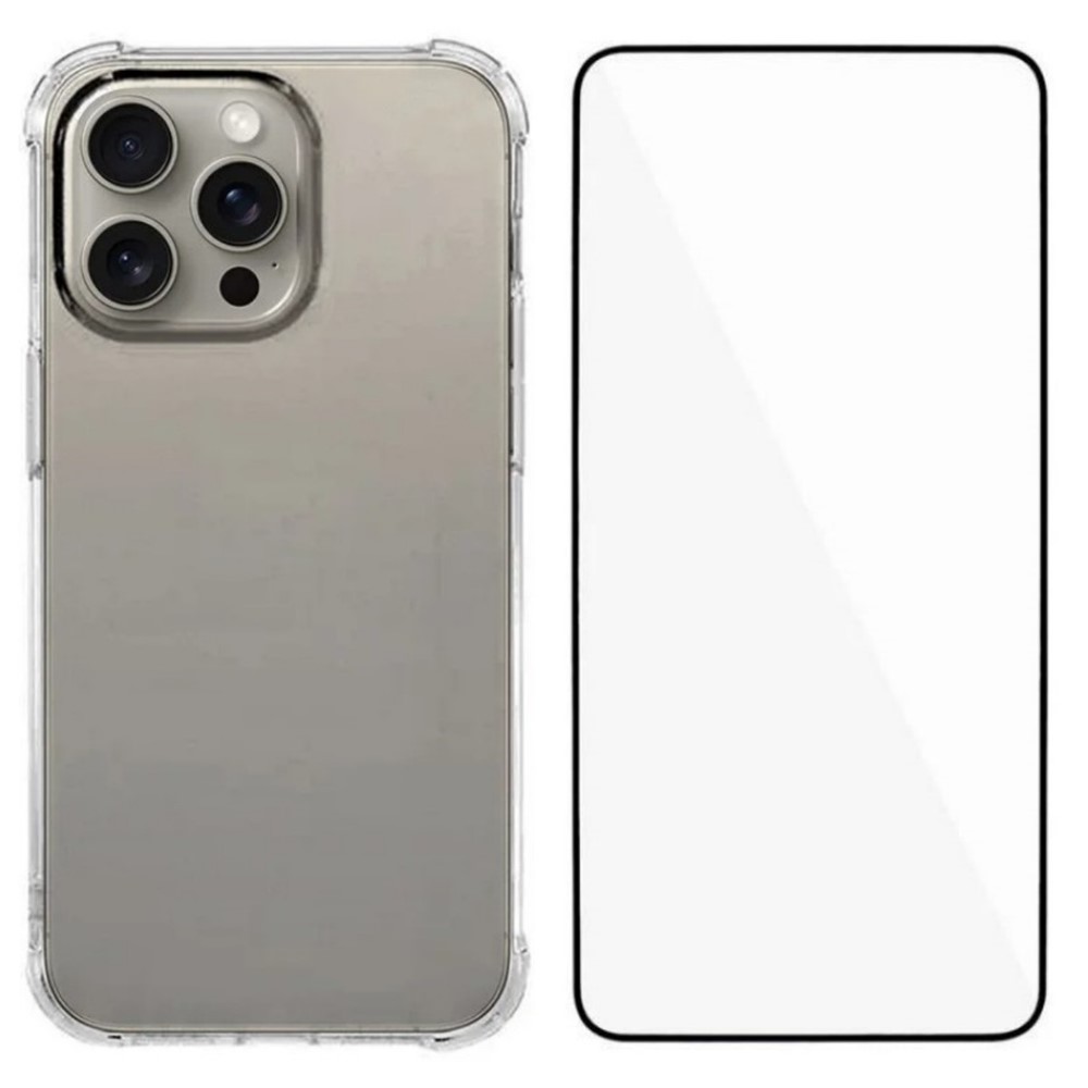 For iPhone 16 Pro TPU Case WANLONFENG WL3 Series 1.5mm Phone Cover (Big Lens Hole) with Tempered Glass - Transparent