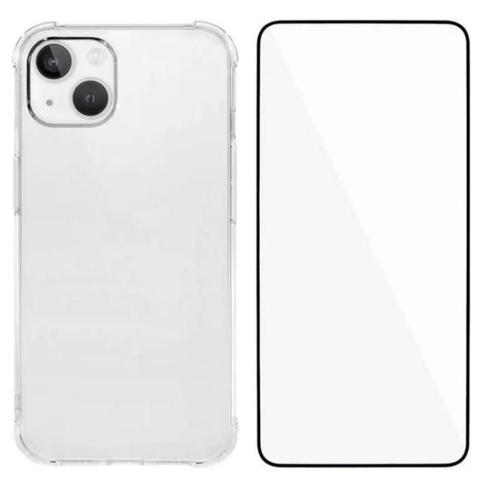 For iPhone 13 6.1 inch TPU Case WANLONFENG WL3 Series 1.5mm Phone Cover (Big Lens Hole) with Tempered Glass - Transparent