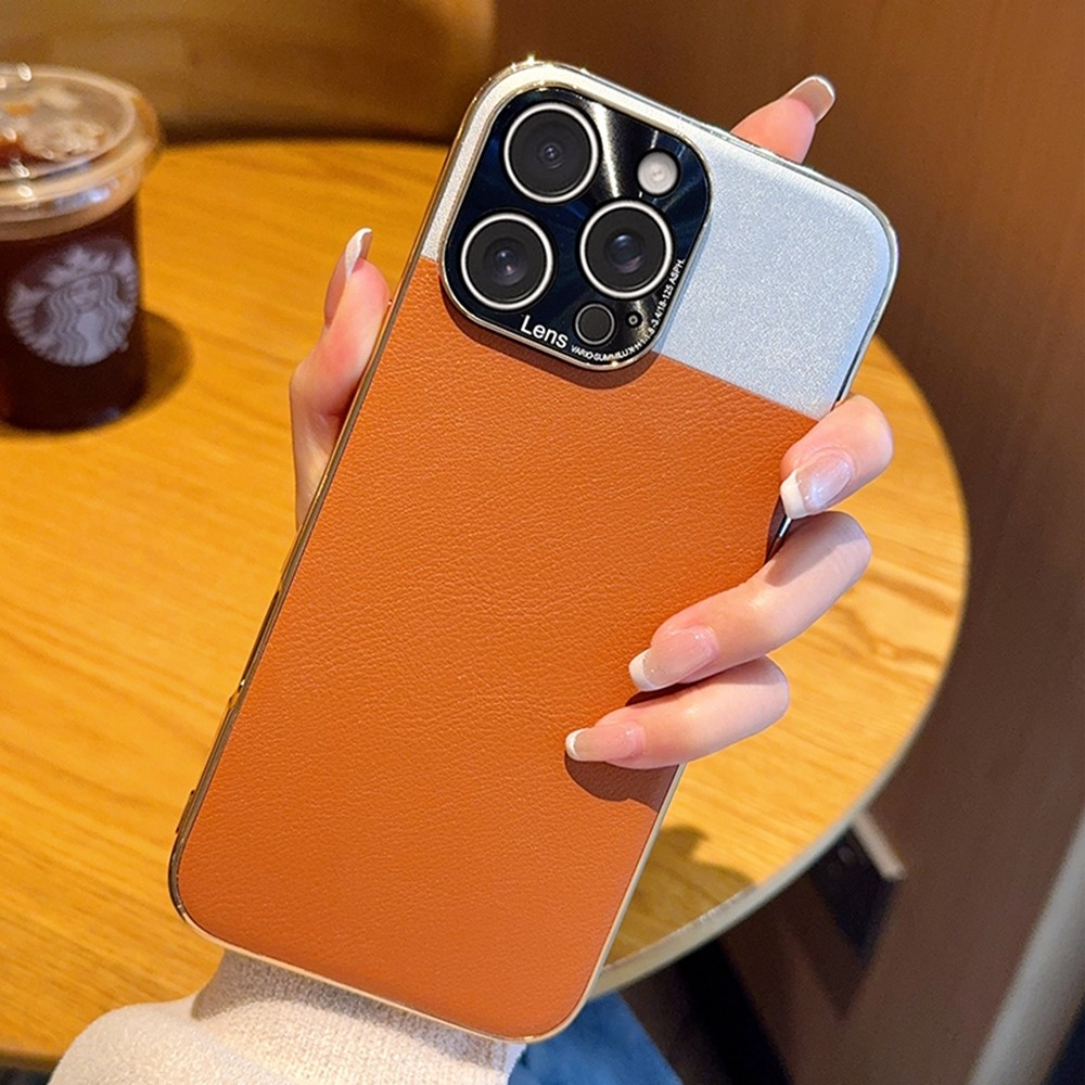 For iPhone 16 Pro Max Case Desert Silver Moon Electroplated Gold PC + PU Leather Phone Back Cover