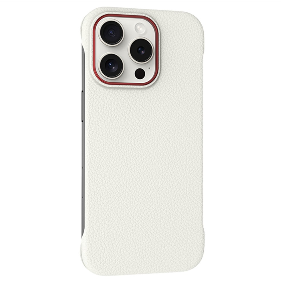 For iPhone 16 Pro Max Case Borderless Slim Anti Drop Leather Texture PC Phone Back Cover - Apricot