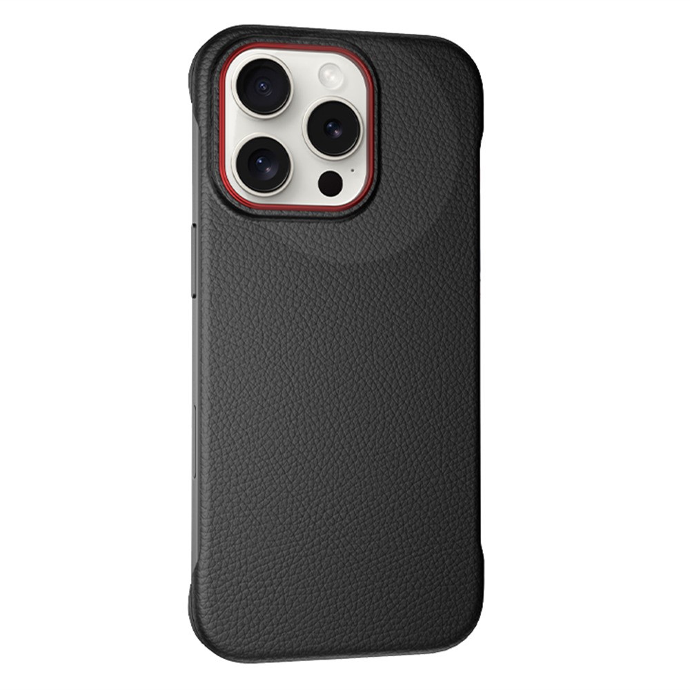 For iPhone 16 Pro Max Case Borderless Slim Anti Drop Leather Texture PC Phone Back Cover - Black