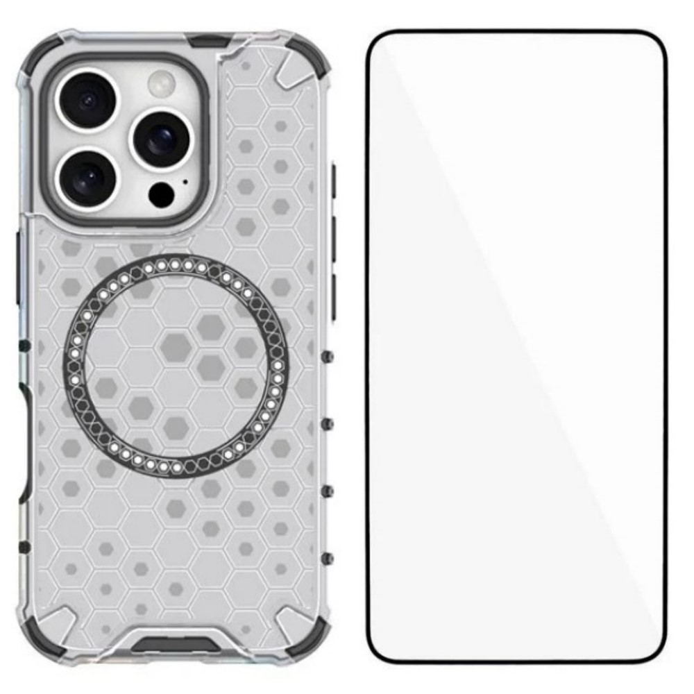 For iPhone 16 Pro Phone Case Compatible with MagSafe WANLONFENG FC Series with Tempered Glass (Big Lens Hole) - Transparent